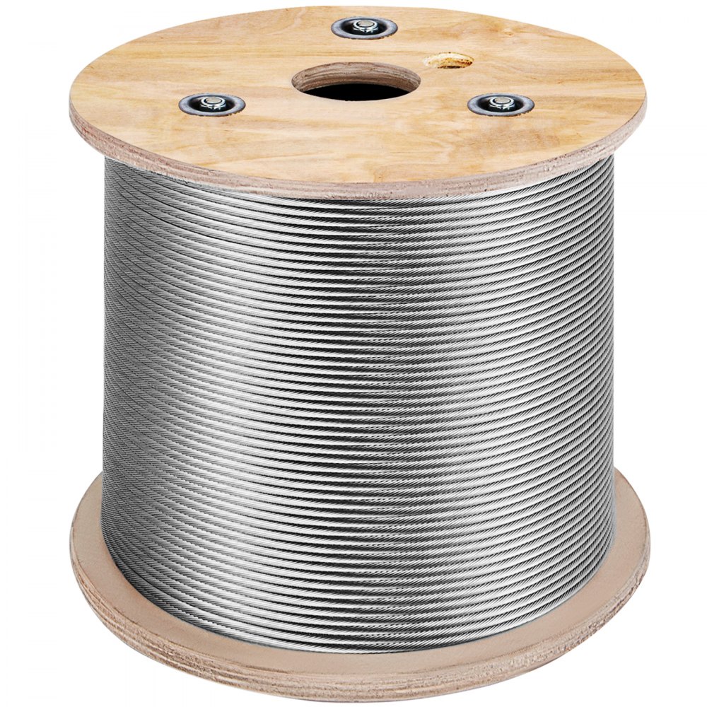 VEVOR 3/16 Inch 7x19 Stainless Steel Aircraft Cable Reel 500FT Stainless Steel Cable T304 Wire Rope Winch Cable Replacement (T304) - 7X19-150M304GSS01V0