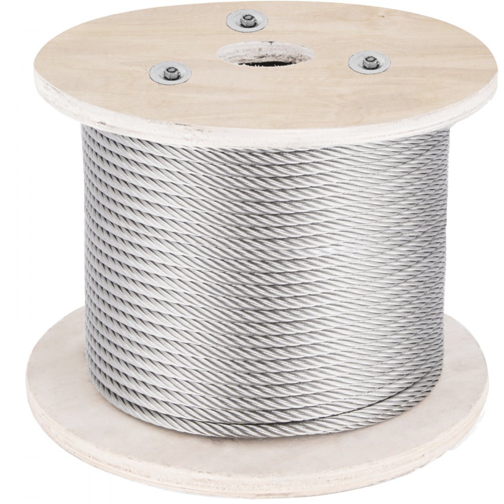 VEVOR 5/32 Stainless Steel Cable, 500FT T316 Wire Rope 1x19 Marine Grade Steel Cable for Deck Railing Brackets Handrail Stair DIY Balustrade - GSS1X19-4MM152M01V0