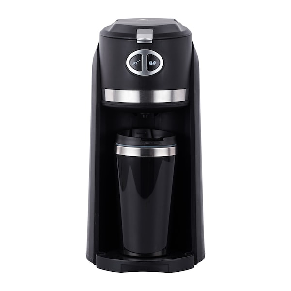 Premium Levella 3-Cup 2-in-1 Grind and Brew On-The-Go Coffee Maker with Travel Mug - PCM353