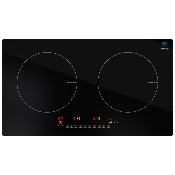 Drinkpod Cheftop Portable Induction Cooktop 2 Burner Electric Cooktop with Kids Safety Lock 1800 Watt - DP-CHEFTOP-2