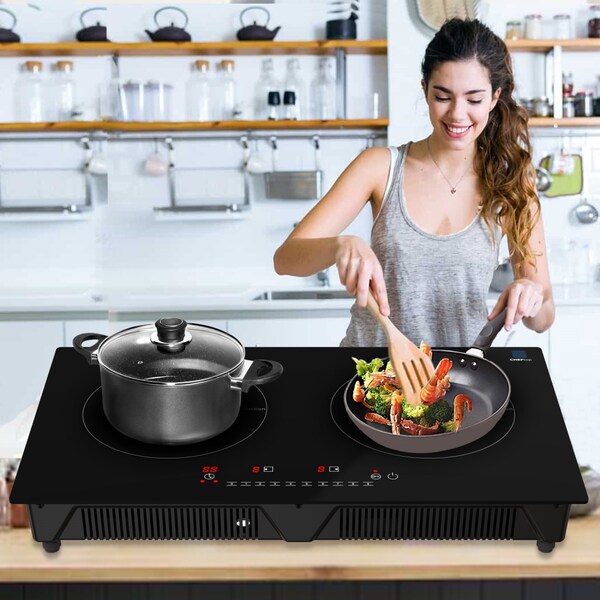 Drinkpod Cheftop Portable Induction Cooktop 2 Burner Electric Cooktop with Kids Safety Lock 1800 Watt - DP-CHEFTOP-2