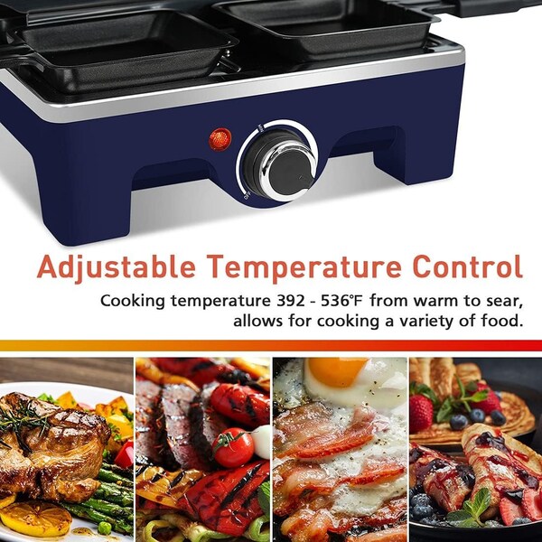 Cusimax 1500W Indoor Portable 2 in 1 Electric Raclette GrillBlue - CMRG-300L
