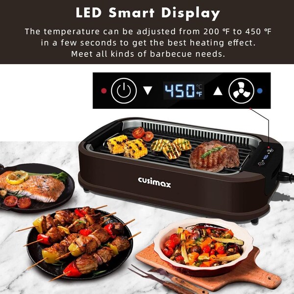 Cusimax Electric Portable Indoor Smokeless Grill-Red Double Plates - CMRG-200R-SHUANGPAN