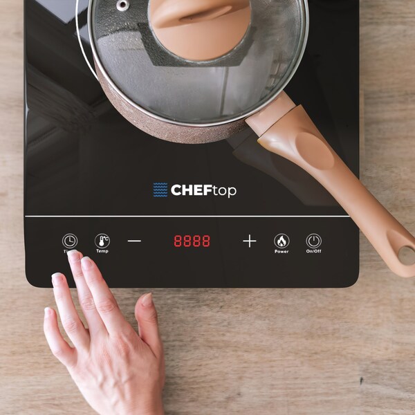 Drinkpod Cheftop Portable Single Burner Induction Cooktop Digital Ceramic Burner Electric Cooktop 1300 Watt - DP-CHEFTOP-1-B