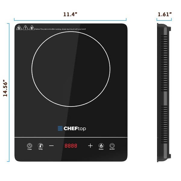 Drinkpod Cheftop Portable Single Burner Induction Cooktop Digital Ceramic Burner Electric Cooktop 1300 Watt - DP-CHEFTOP-1-B