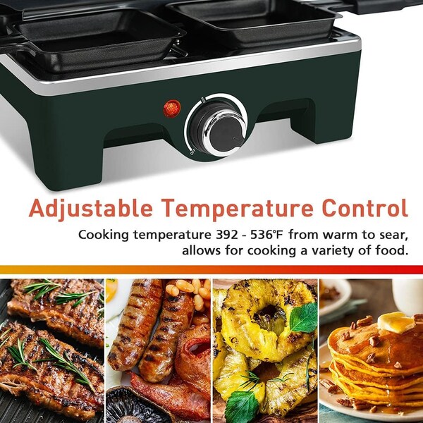 Cusimax 1500W Indoor Portable 2 in 1 Electric Raclette GrillGreen - CMRG-300G