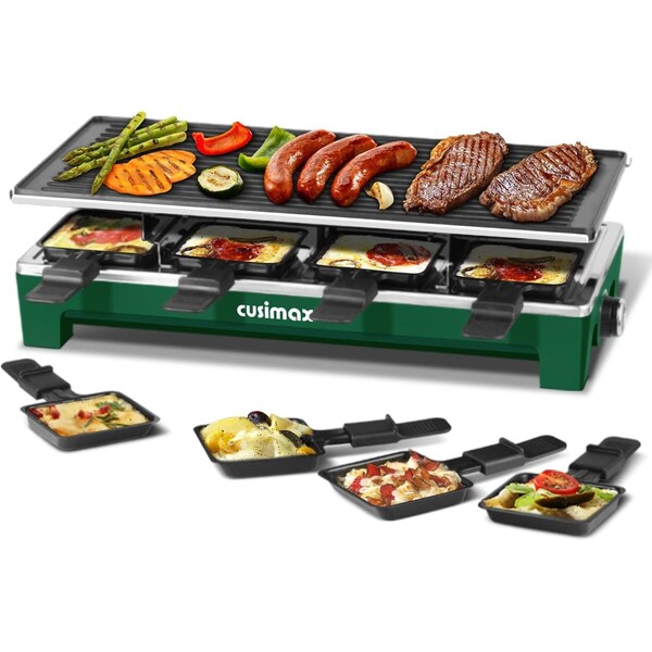 Cusimax 1500W Indoor Portable 2 in 1 Electric Raclette GrillGreen - CMRG-300G