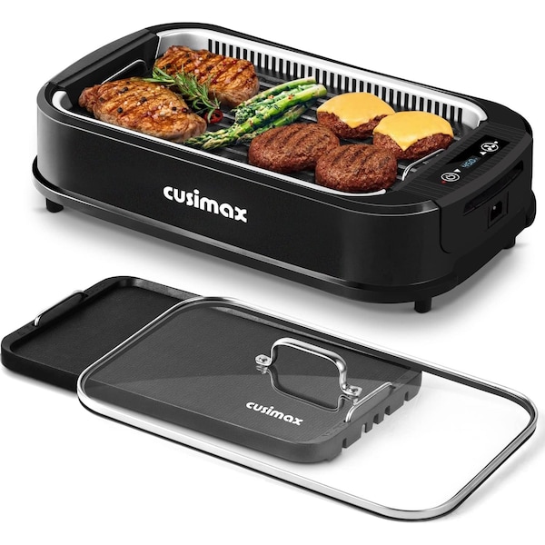 Cusimax Electric Portable Indoor Smokeless Grill-Black Double Plates - CMRG-200B-SHUANGPAN
