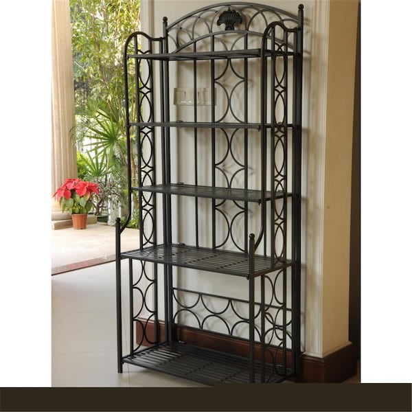 International Caravan 5-Tier Iron Bakers Rack, Antique Black - 3441-ANT-BK