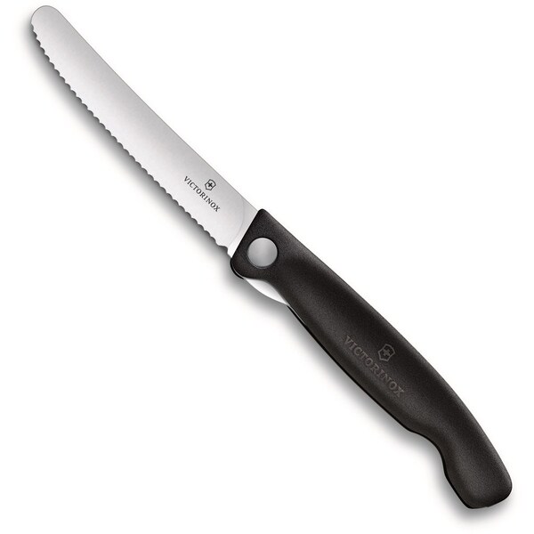 Swiss Army Brands 2024 Victorinox Kitchen Swiss Classic Foldable Paring Knife, Serrated, Black - VIC-6.7833.FB