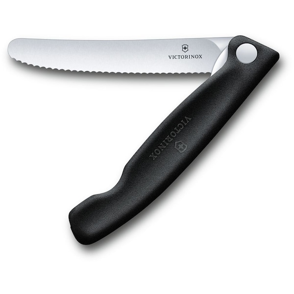 Swiss Army Brands 2024 Victorinox Kitchen Swiss Classic Foldable Paring Knife, Serrated, Black - VIC-6.7833.FB