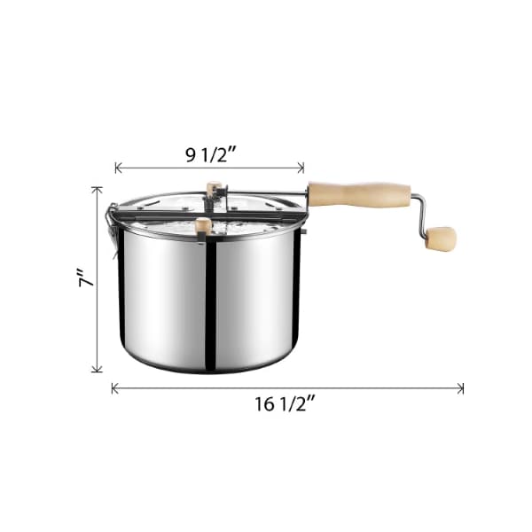 Great Northern Popcorn 6251 Great Northern Popcorn Original Stainless Steel Stove Top 6-1/2 Quart Popcorn Popper - 864569QBU