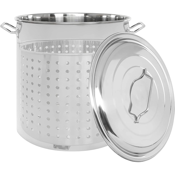 Concord Stainless Steel Stock Pot w/Steamer Basket, 160 Quart - S160-BAK