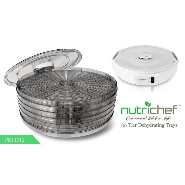 Nutrichef Electric Countertop Food Dehydrator, Food Preserver (White) - PKFD12