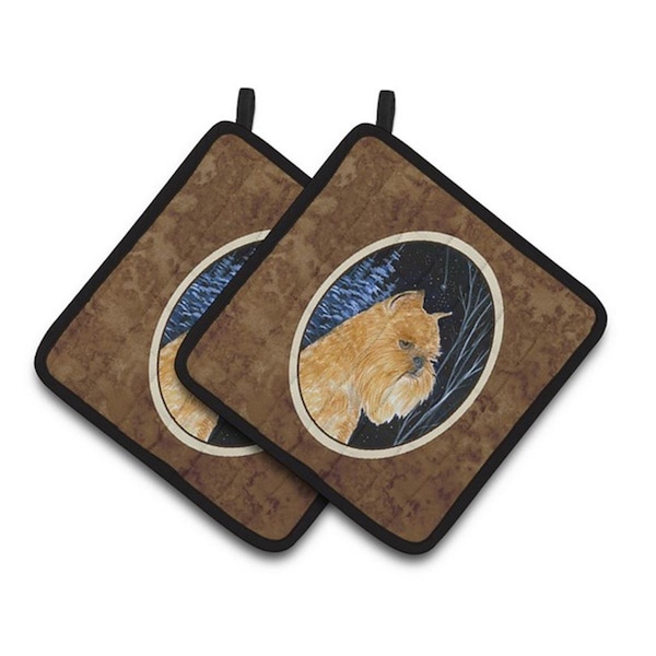 Carolines Treasures Starry Night Brussels Griffon Pair of Pot Holders, 7.5 x 3 x 7.5 in. - SS8362PTHD