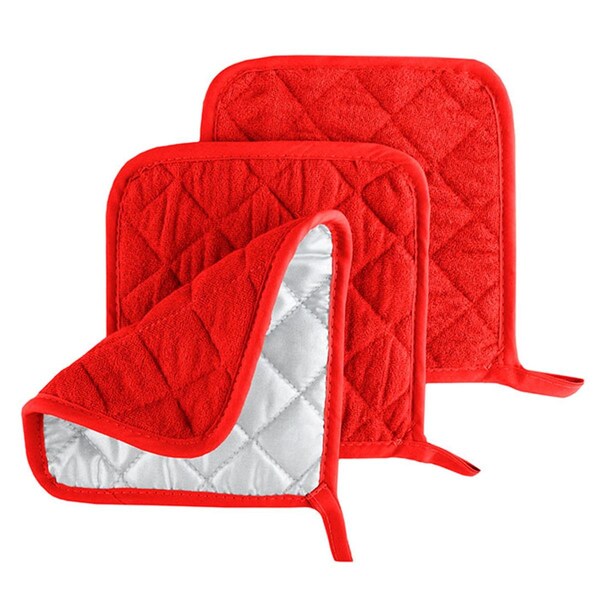 Lavish Home Lavish Home  Heat Resistant Quilted Cotton Pot Holders, Red - 3 Piece - 69-09-BU
