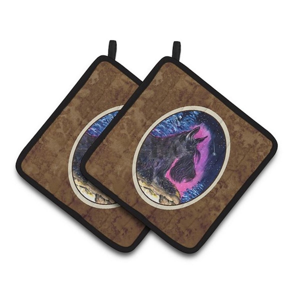 Carolines Treasures Starry Night Scottish Terrier Pair of Pot Holders, 7.5 x 3 x 7.5 in. - SS8442PTHD