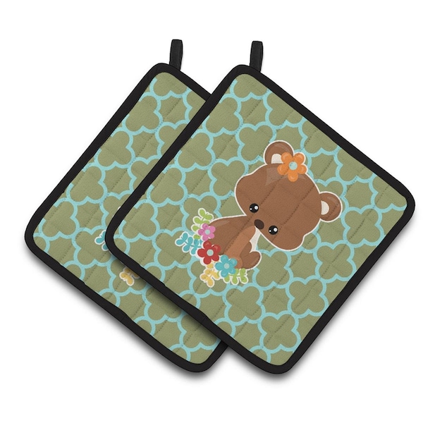 Carolines Treasures Baby Brown Bear Pair of Pot Holders - BB6797PTHD