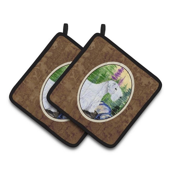 Carolines Treasures Sealyham Terrier Pair of Pot Holders, 7.5 x 3 x 7.5 in. - SS8104PTHD