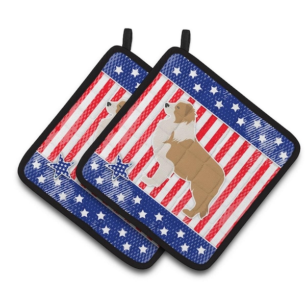 Carolines Treasures USA Patriotic Red Border Collie Pair of Pot Holders - BB3322PTHD