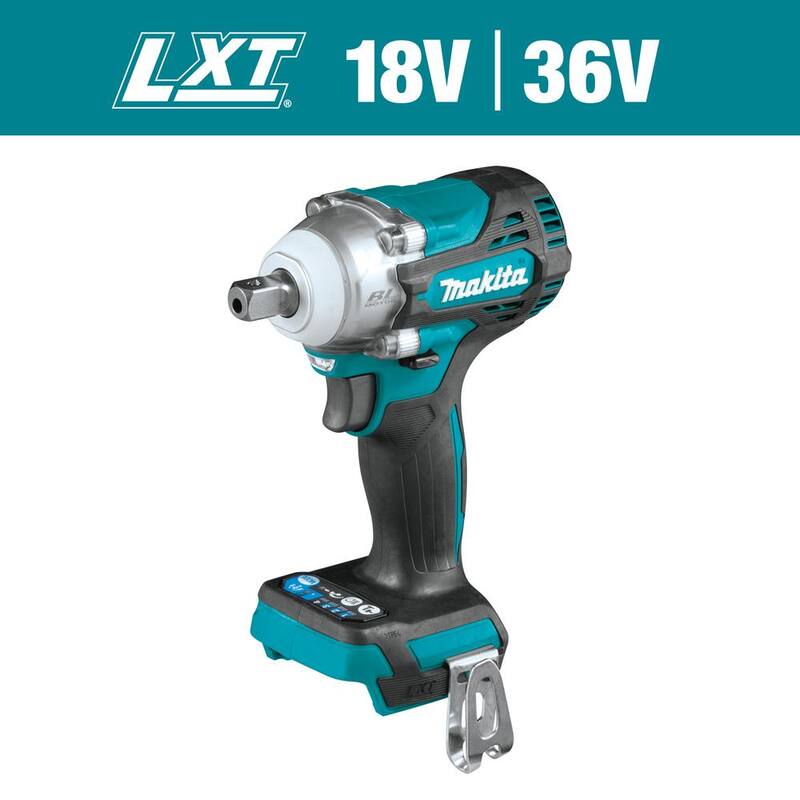Llave de impacto inalámbrica Makita 18V LXT de iones de litio sin escobillas de 4 velocidades de 1/2 pulgada con yunque de trinquete (solo herramienta) - XWT15Z.