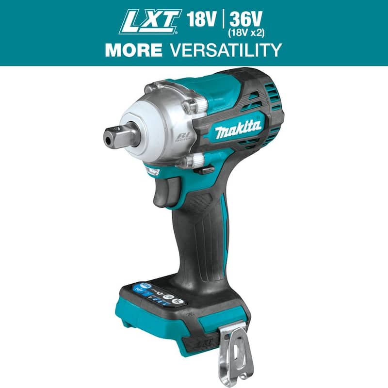 Llave de impacto inalámbrica Makita 18V LXT de iones de litio sin escobillas de 4 velocidades de 1/2 pulgada con yunque de trinquete (solo herramienta) - XWT15Z.