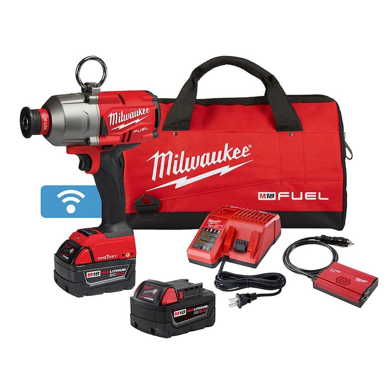Milwaukee M18 FUEL ONE-KEY 18V Llave de Impacto Inalámbrica sin escobillas de Litio-Ion de 7/16 pulgadas de Alto Torque con Kit de baterías (2) y Bolsa de Herramientas - 2865-22