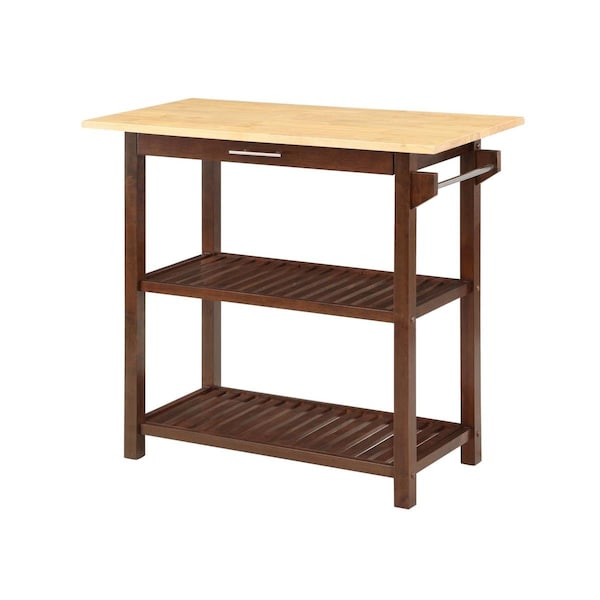 Convenience Concepts Designs2Go 3 Tier Butcher Block Kitchen Prep Island with Drawer, Burgundy - HI2540439