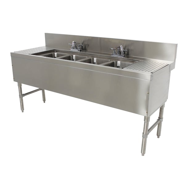 Advance Tabco Prestige Underbar Sink Unit 4-compartment 72 in.W x 25 in.D x 36 in.H - PRB-24-64C