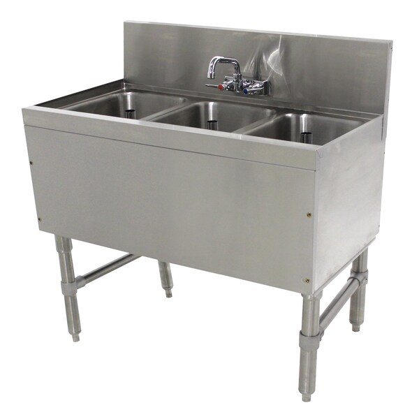 Advance Tabco Prestige Underbar Sink Unit 3-compartment 36 in.W x 20 in.D x 36 in.H - PRB-19-33C