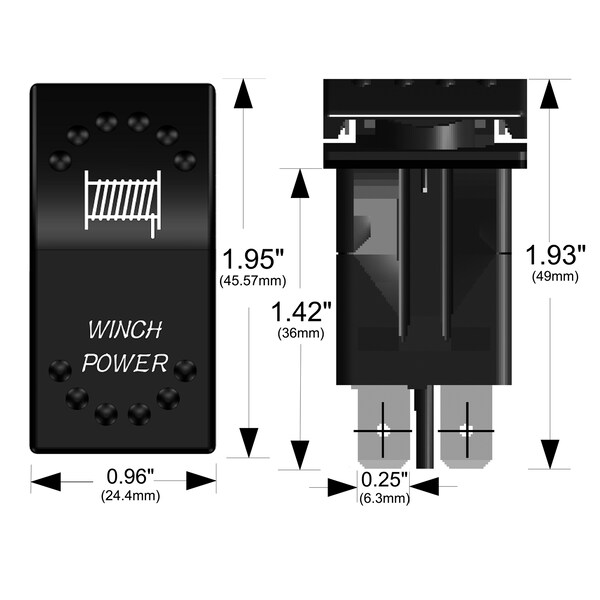 Interruptor basculante de potencia para bulldog winch - encendido/apagado 5 pines rojo - 20262