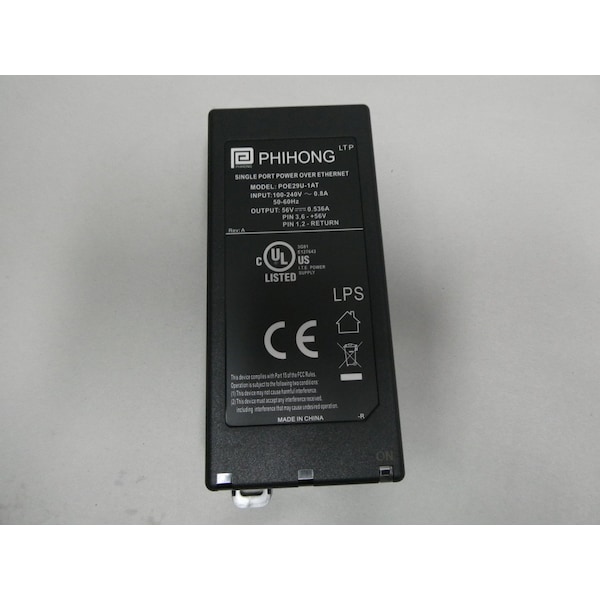Phihong Power Supply, 100 to 240V AC, 56V DC, 30W, 0.5A - POE29U-1AT