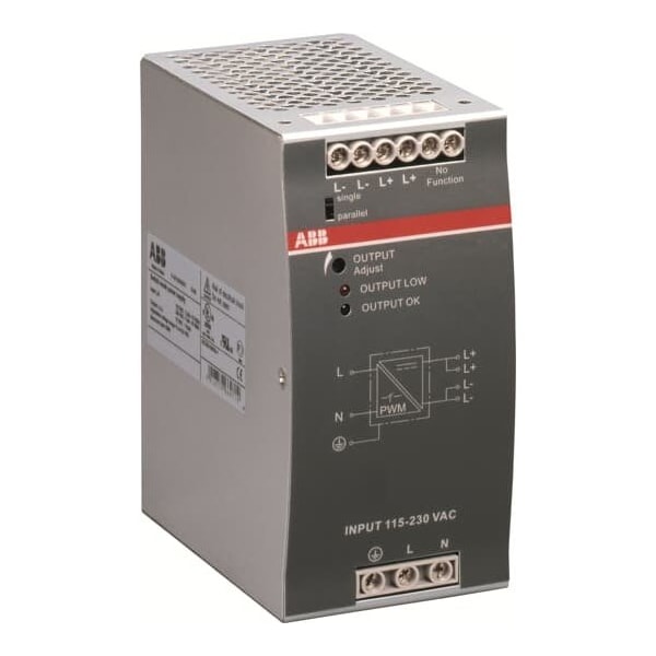Abb Power Supply, 90/132V AC; 180/264V AC; 210/375V DC, 12V DC, 120W, 10A, DIN Rail - 1SVR427035R1000