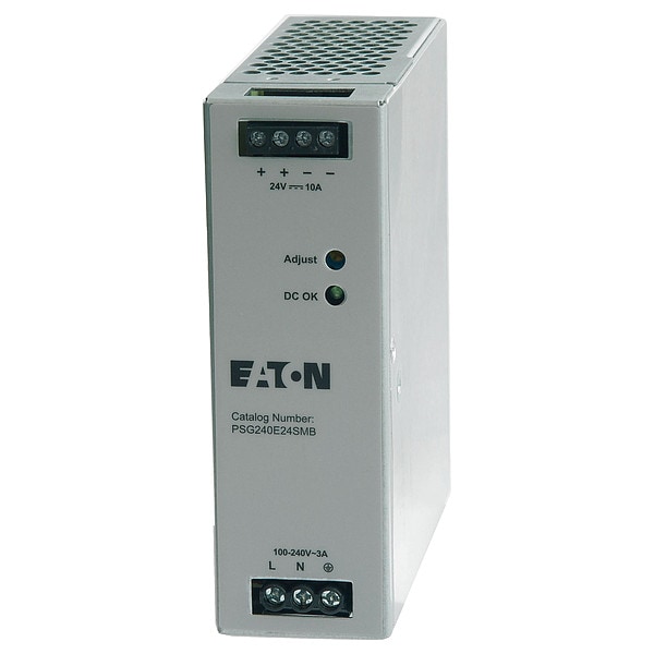 Eaton Power Supply, 100/240V AC, 24V DC, 240W, 10A, DIN Rail - PSG240E24SMB