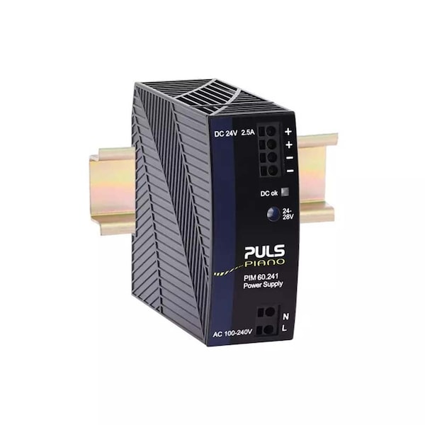 Functional Devices DC Power Supply, 100 to 240V AC, 24V DC, 60W, 2.5A, DIN Rail - PULS-PIM60-241