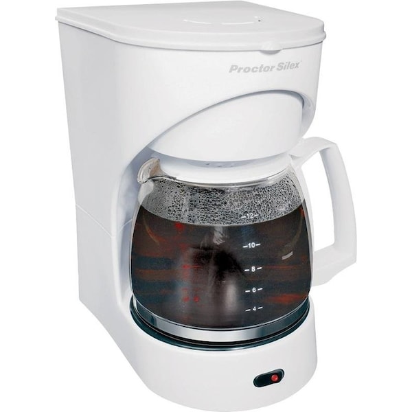 Proctor-Silex 43501Y Coffee Maker, 12 Cups Capacity, 900 W, Glass, White, Automatic Control - 43501PS