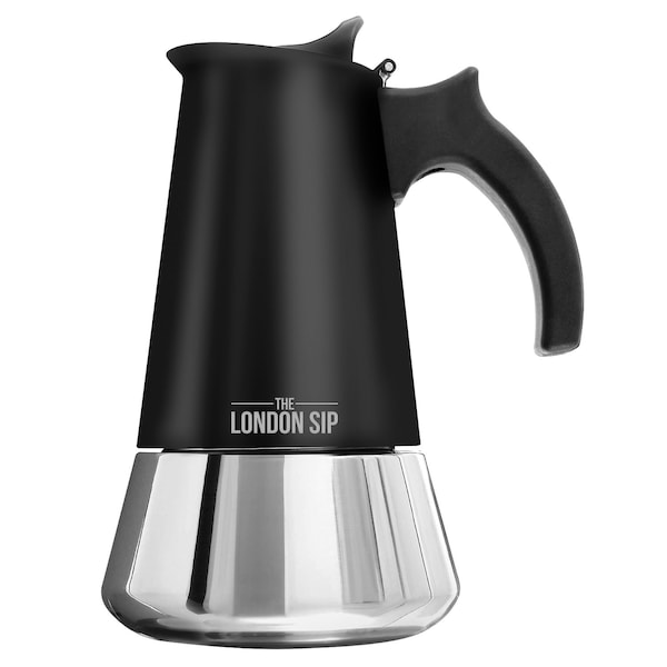 The London Sip Matte Black Stainless Steel Stovetop Espresso Maker 10 Cups - EM10B