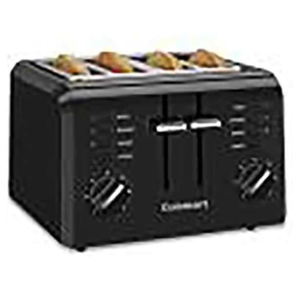 Cuisinart Toaster, Bagel, Defrost, Reheat Control, PlasticStainless Steel, Black - CPT-142BK