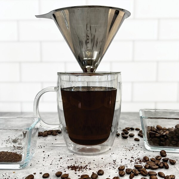 The London Sip Stainless Steel Coffee Dripper, 1 to 4 Cups - CD3