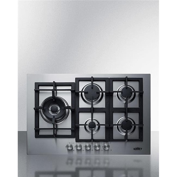 Summit Appliance Summit Appliance GCJ5SS 30 in. Stainless Steel Wide 5 Burner Gas Cooktop; Stainless Steel - GCJ5SS