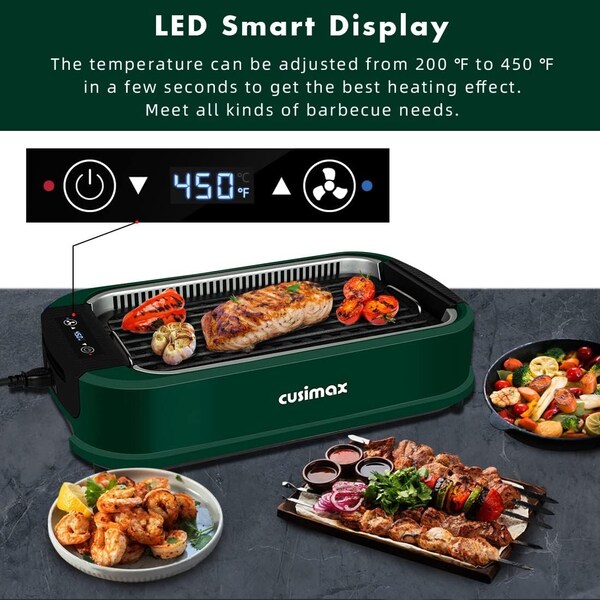 Cusimax Electric Portable Indoor Smokeless Grill-Blue Double Plates - CMRG-200L-SHUANGPAN