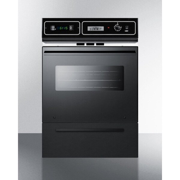 Summit Appliance Div. Summit-Glass Gas Wall Oven, Electronic Ignition, Window, Black - TTM7212DK