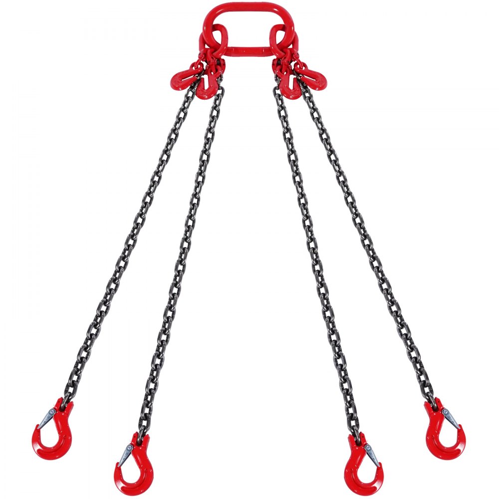 VEVOR 5/16" x 10' Chain Sling 4 Legs G80 Lifting Chain with Grab Hooks 11000 lbs - DGDLHHMGFH1JG4PKZV0