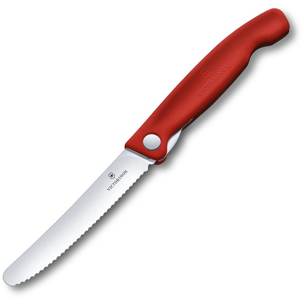 Swiss Army Brands 2024 Victorinox Kitchen Swiss Classic Foldable Paring Knife, Serrated, Red - VIC-6.7831.FB