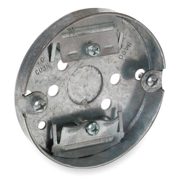 Raco Electrical Box, 4 cu in, Ceiling Box Type, 1 Gang, Galvanized Zinc, Round Shape - 292