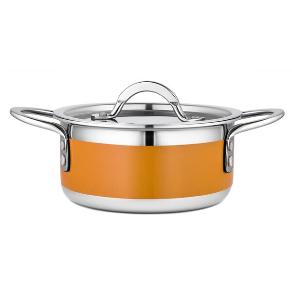 Bon Chef Country French 2 Pot W/Cover 7" X 3" 1 Qt 22 Oz - Orange - 71299-CF2-O
