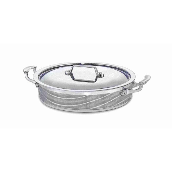 Bon Chef Cucina 6 Qt Pot W/Cover Wave Finish  Ind Bottom 12 3/8" Dia X 3" H / 6 Qt - 60030WAVE