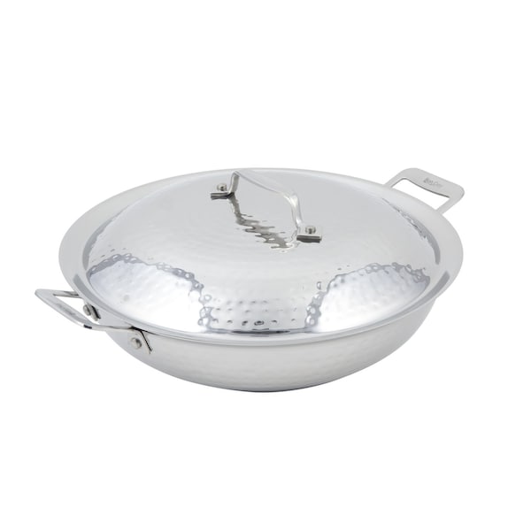 Bon Chef Cucina 12"Chefpan W/Lid Hmrfns W/2 Handl 12" Dia X 3" H  /  3 1/2 Qt - 60015HF