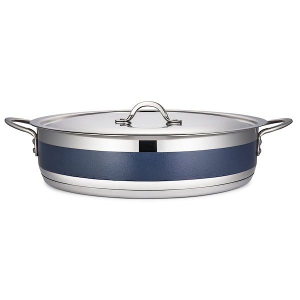 Bon Chef Country French 2 Pot W/Cover 14 3/4" Dia X 3 3/8" H  9 Qt - Cobalt Blue - 71032-CF2-CB