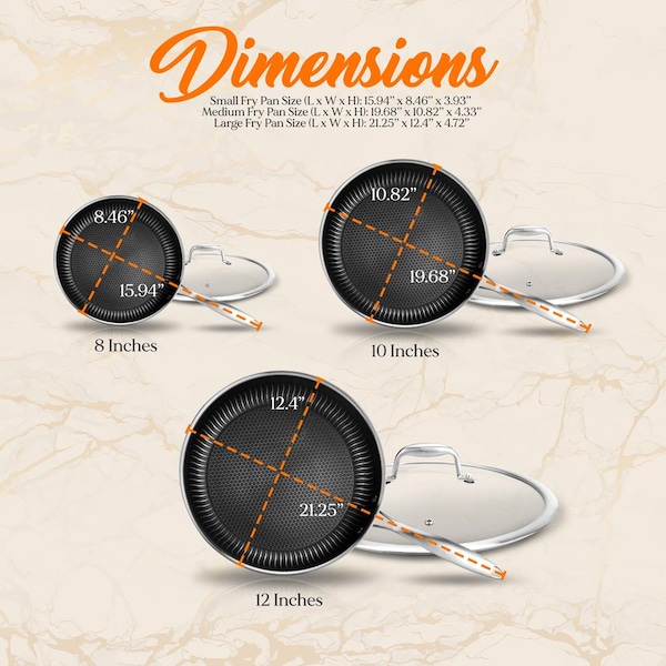 Nutrichef 3Pcs Triply S.Steel Fry Pan Set - NC3PFRY3